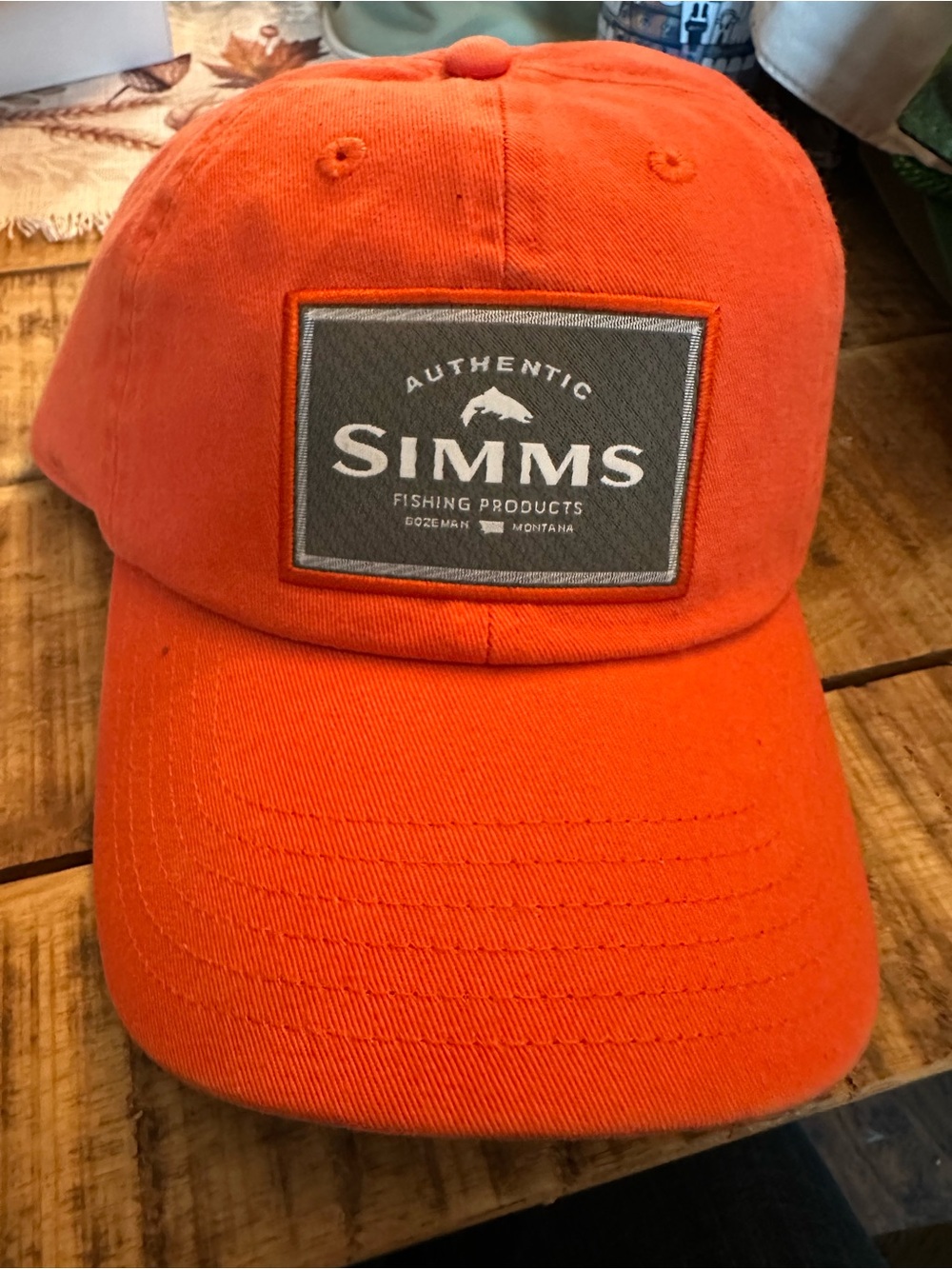 Simms Orange Embroidered Patch Baseball Cap NWT